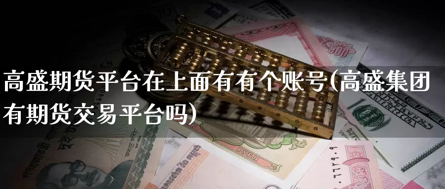 高盛期货平台在上面有有个账号(高盛集团有期货交易平台吗)_https://www.zhuotongtaye.com_期货分析_第1张